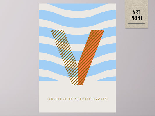 DRUCK ›V-TYPEFACE‹ / ABC, Wandbild, Typo-Poster, Kunstdruck, Alphabet, Typografie