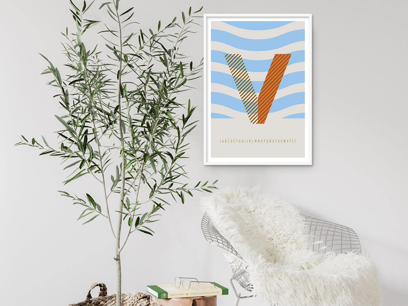 DRUCK ›V-TYPEFACE‹ / ABC, Wandbild, Typo-Poster, Kunstdruck, Alphabet, Typografie