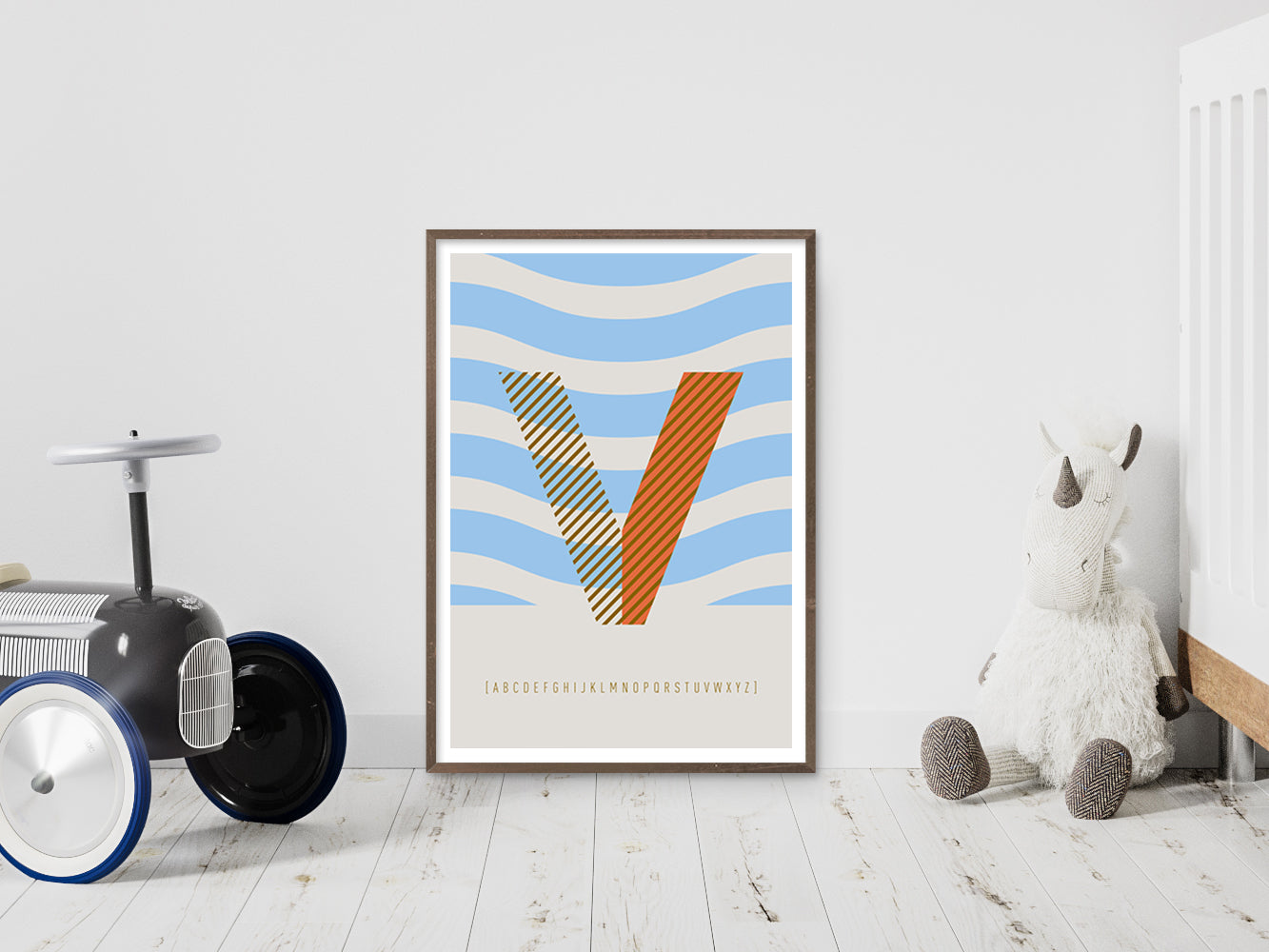 DRUCK ›V-TYPEFACE‹ / ABC, Wandbild, Typo-Poster, Kunstdruck, Alphabet, Typografie