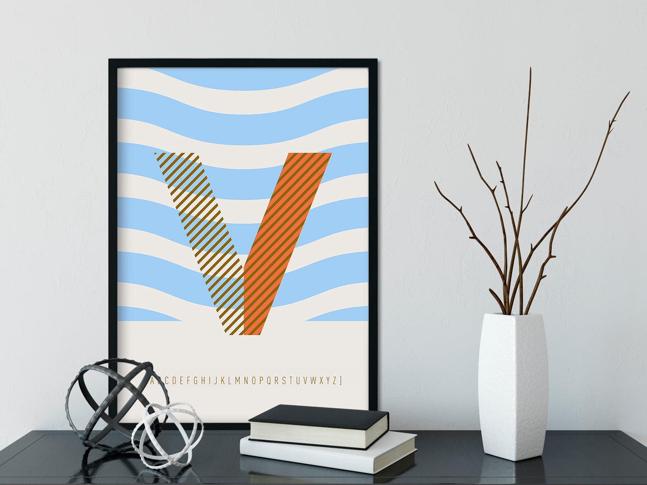 DRUCK ›V-TYPEFACE‹ / ABC, Wandbild, Typo-Poster, Kunstdruck, Alphabet, Typografie