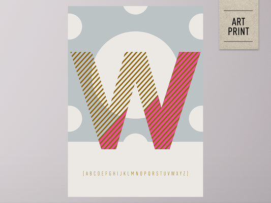 DRUCK ›W-TYPEFACE‹ / ABC, Wandbild, Typo-Poster, Kunstdruck, Alphabet, Typografie