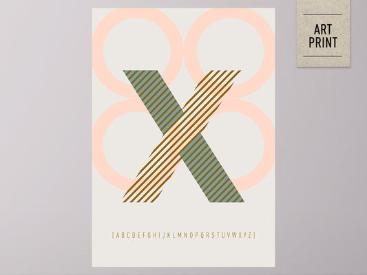DRUCK ›X-TYPEFACE‹ / ABC, Wandbild, Typo-Poster, Kunstdruck, Alphabet, Typografie