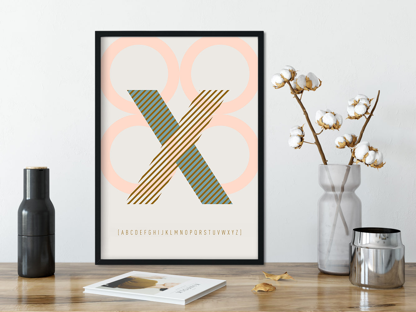DRUCK ›X-TYPEFACE‹ / ABC, Wandbild, Typo-Poster, Kunstdruck, Alphabet, Typografie