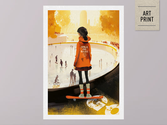 POSTER ›Skater-Girl‹, Skater Poster Print, Skateboard Illustation für's Kinderzimmer
