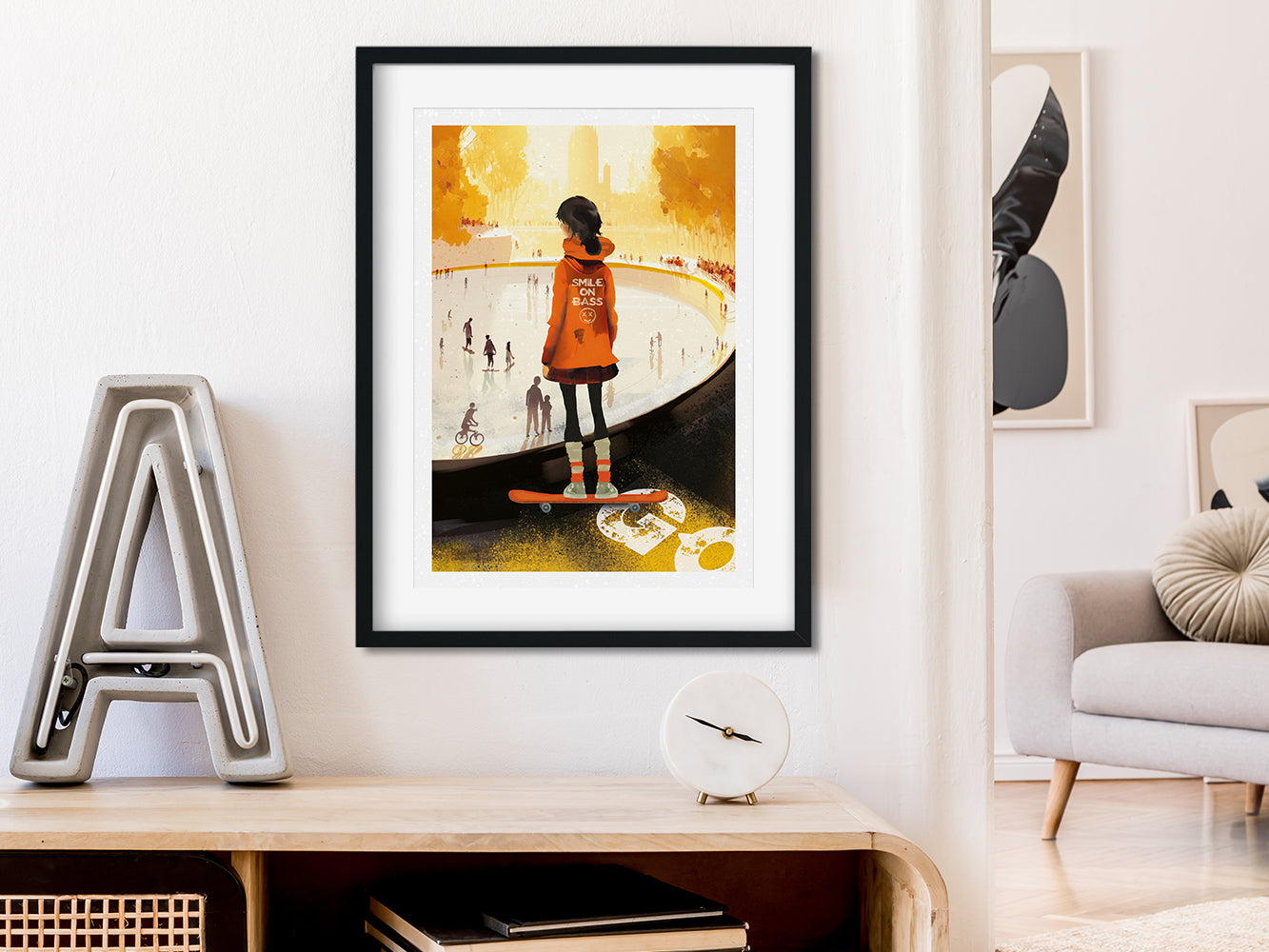 POSTER ›Skater-Girl‹, Skater Poster Print, Skateboard Illustation für's Kinderzimmer