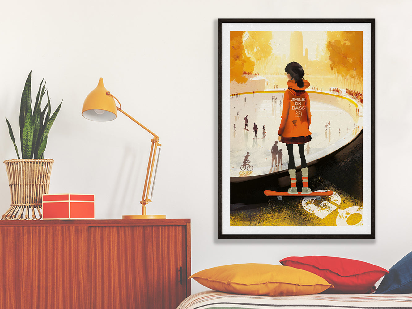 POSTER ›Skater-Girl‹, Skater Poster Print, Skateboard Illustation für's Kinderzimmer