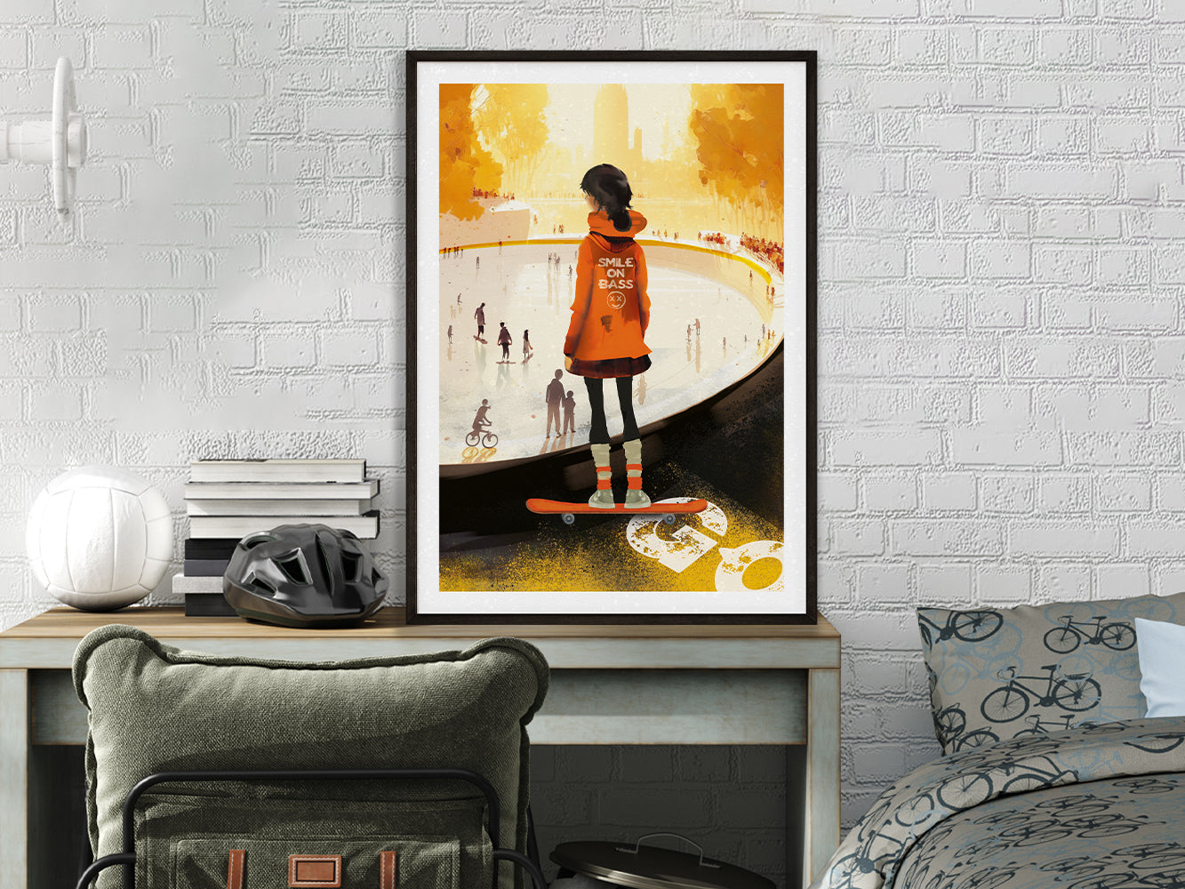 POSTER ›Skater-Girl‹, Skater Poster Print, Skateboard Illustation für's Kinderzimmer