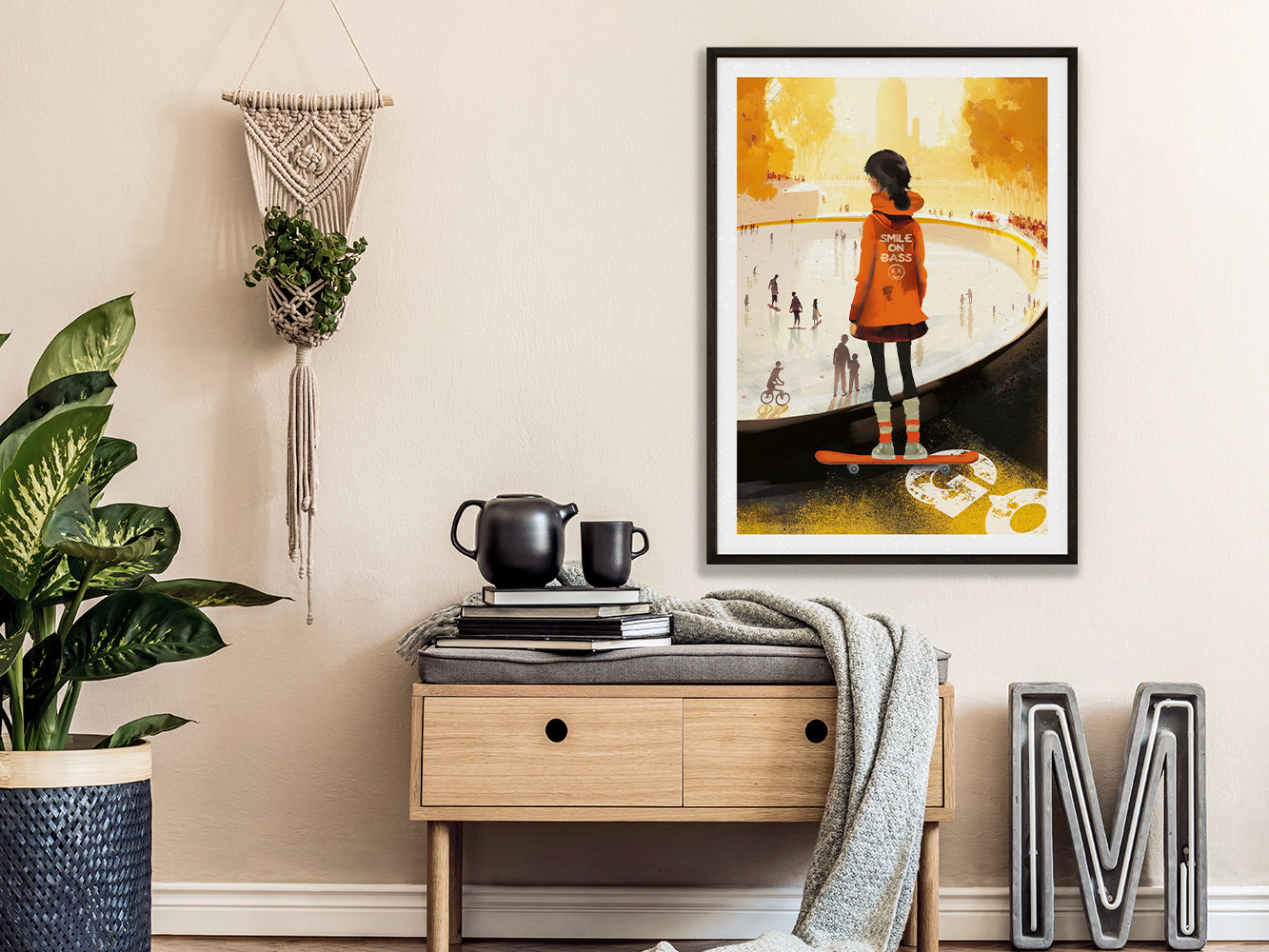 POSTER ›Skater-Girl‹, Skater Poster Print, Skateboard Illustation für's Kinderzimmer