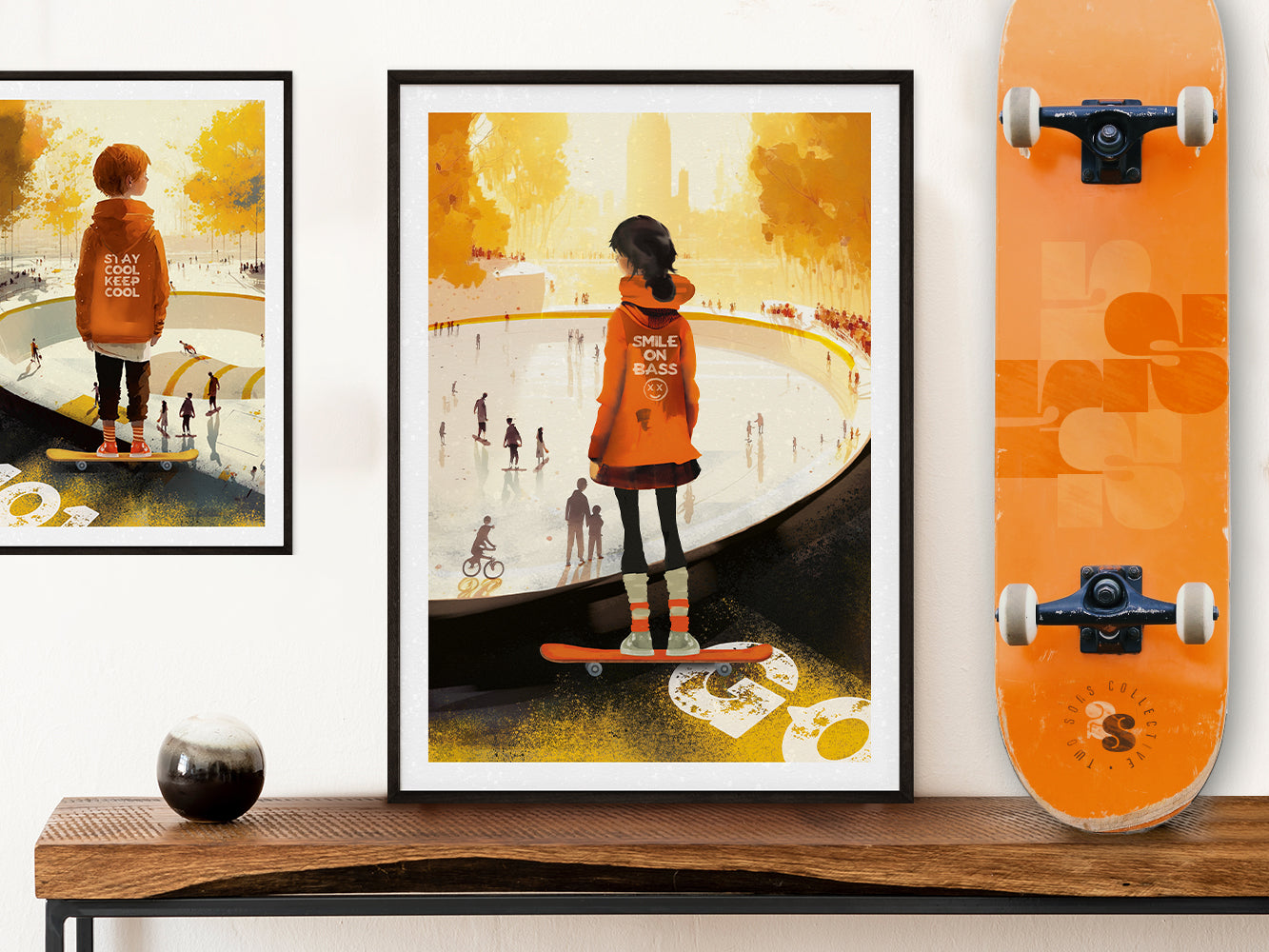 POSTER ›Skater-Girl‹, Skater Poster Print, Skateboard Illustation für's Kinderzimmer