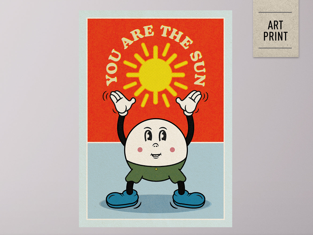 DRUCK ›You Are The Sun‹ / Wanddeko, Art Print, Sonne, Cartoon, Illustation, Retro Poster, Wandbild, Kinderzimmer