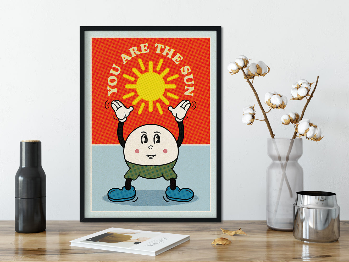 DRUCK ›You Are The Sun‹ / Wanddeko, Art Print, Sonne, Cartoon, Illustation, Retro Poster, Wandbild, Kinderzimmer