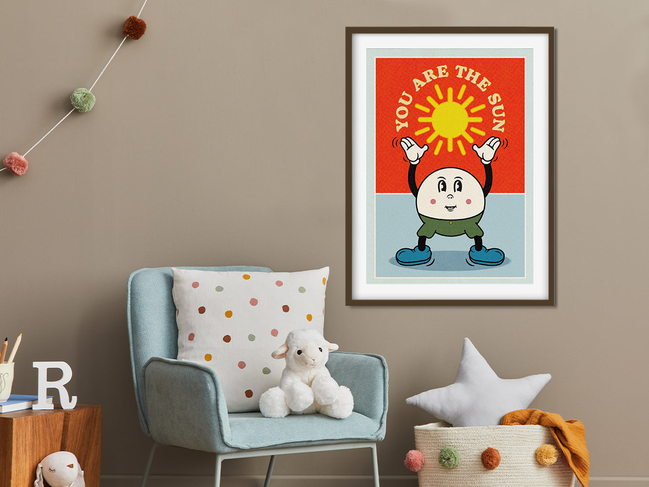 DRUCK ›You Are The Sun‹ / Wanddeko, Art Print, Sonne, Cartoon, Illustation, Retro Poster, Wandbild, Kinderzimmer
