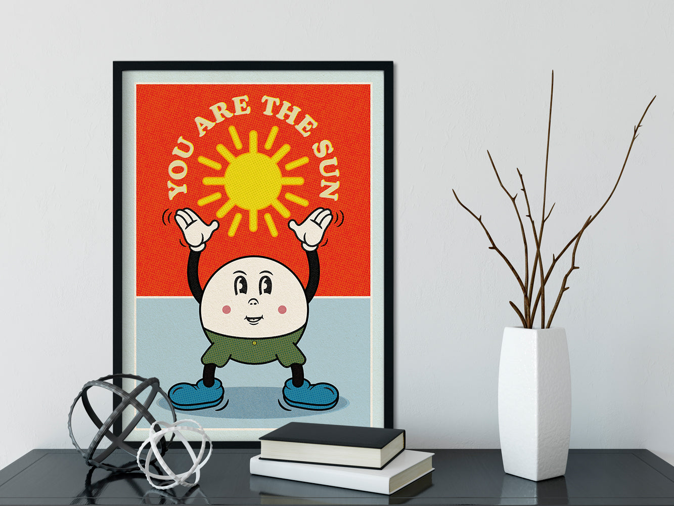 DRUCK ›You Are The Sun‹ / Wanddeko, Art Print, Sonne, Cartoon, Illustation, Retro Poster, Wandbild, Kinderzimmer