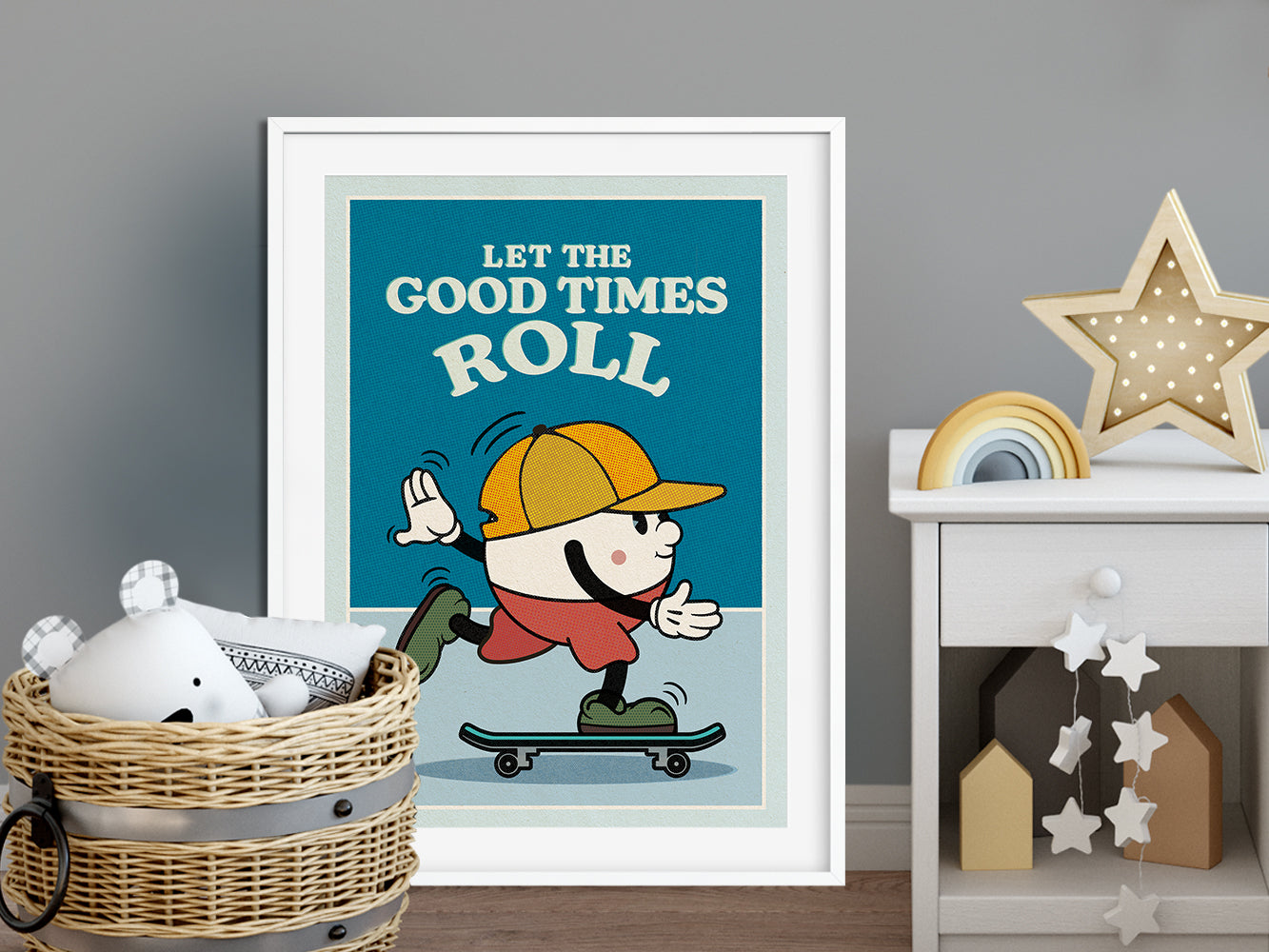 DRUCK ›Let The Good Times Roll‹ / Wanddeko, Art Print, Skateboard, Comic, Cartoon, Illustation, Retro Poster, Wandbild, Kinderzimmer