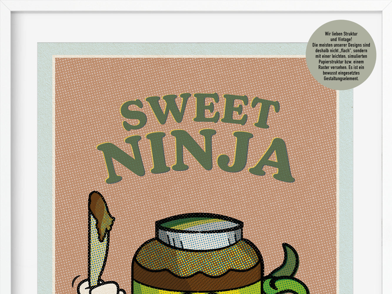 DRUCK ›Sweet Ninja‹ / Wanddeko, Art Print, Junge, Comic, Cartoon, Illustation, Retro Poster, Wandbild, Kinderzimmer, Frühstück