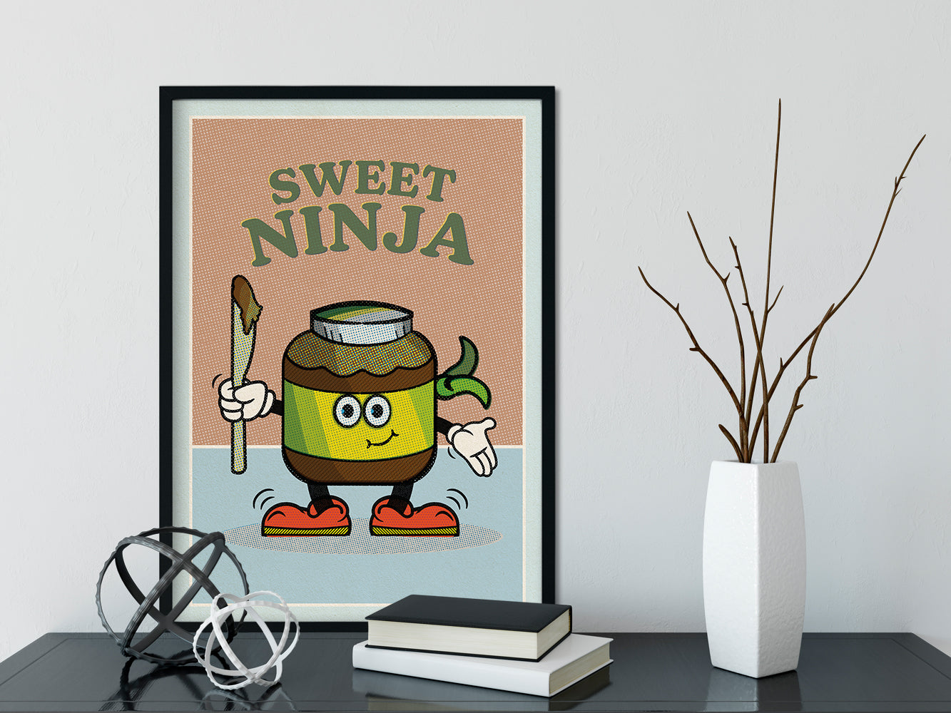 DRUCK ›Sweet Ninja‹ / Wanddeko, Art Print, Junge, Comic, Cartoon, Illustation, Retro Poster, Wandbild, Kinderzimmer, Frühstück
