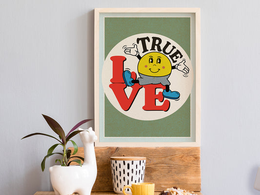 DRUCK ›True Love‹ / Wanddeko, Art Print, Liebe, Comic, Cartoon, Illustation, Retro Poster, Wandbild, Smiley