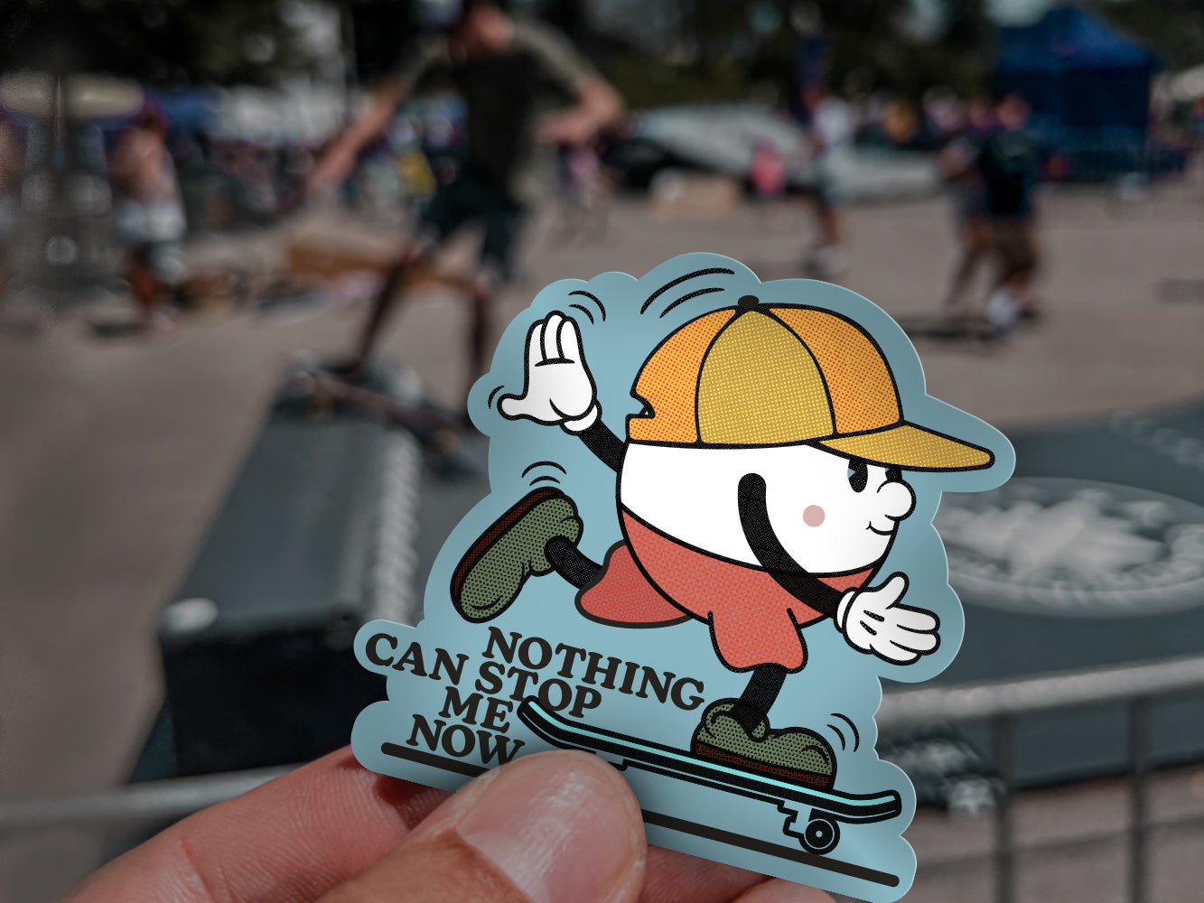 Aufkleber, Sticker ›Nothing Can Stop Me Now‹ / Skateboard, Comic, Cartoon, Kindergeburtstag, Geschenkidee, Etikett, Schulanfang, Sport