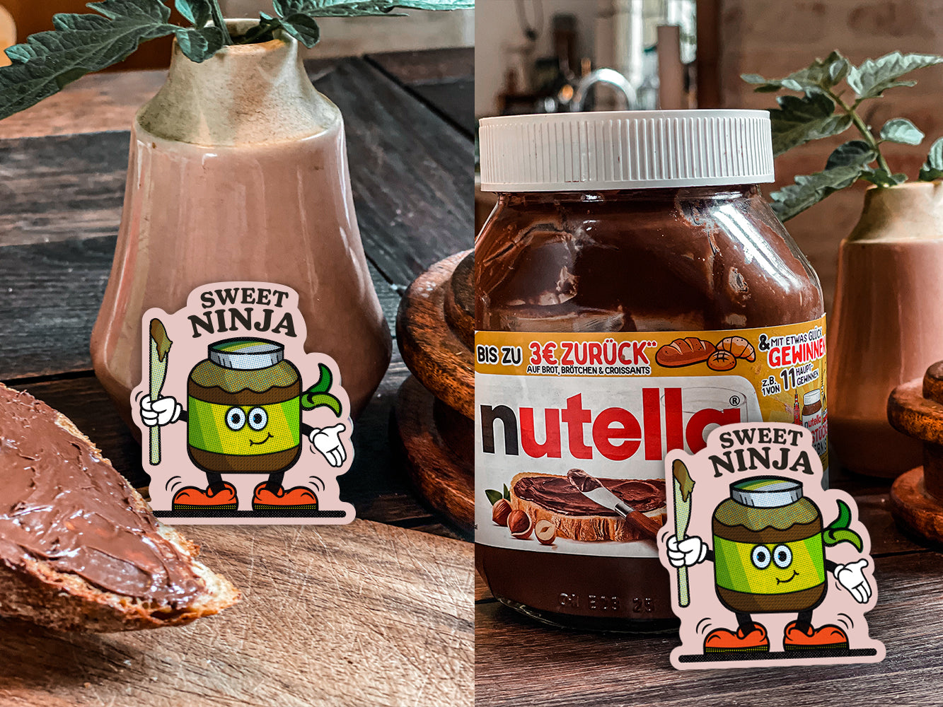 Aufkleber, Sticker ›Sweet Ninja‹ / Comic, Cartoon, Kindergeburtstag, Geschenkidee, Etikett, Schulanfang, Süß, Nutella