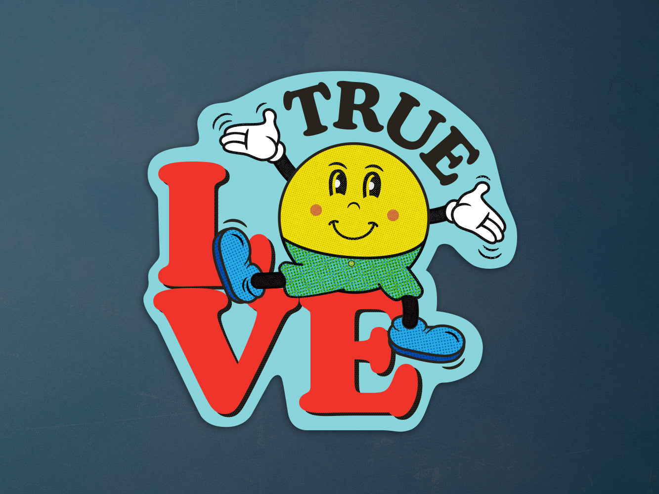 Aufkleber, Sticker ›True Love‹ / Smiley, Comic, Cartoon, verliebt, Geschenkidee, Etikett, Liebe, Freundschaft