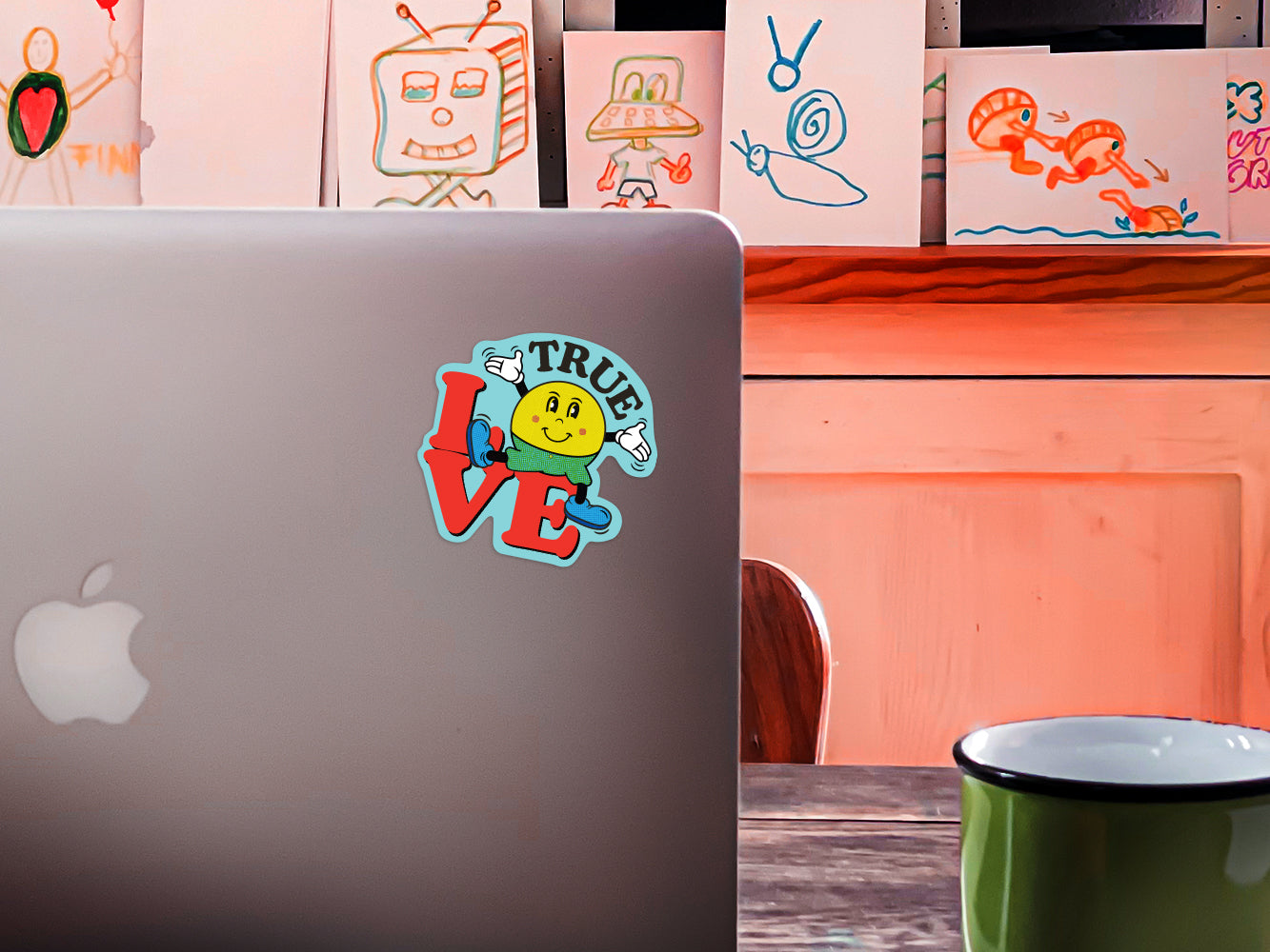 Aufkleber, Sticker ›True Love‹ / Smiley, Comic, Cartoon, verliebt, Geschenkidee, Etikett, Liebe, Freundschaft