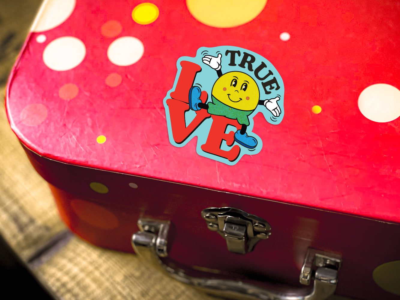 Aufkleber, Sticker ›True Love‹ / Smiley, Comic, Cartoon, verliebt, Geschenkidee, Etikett, Liebe, Freundschaft