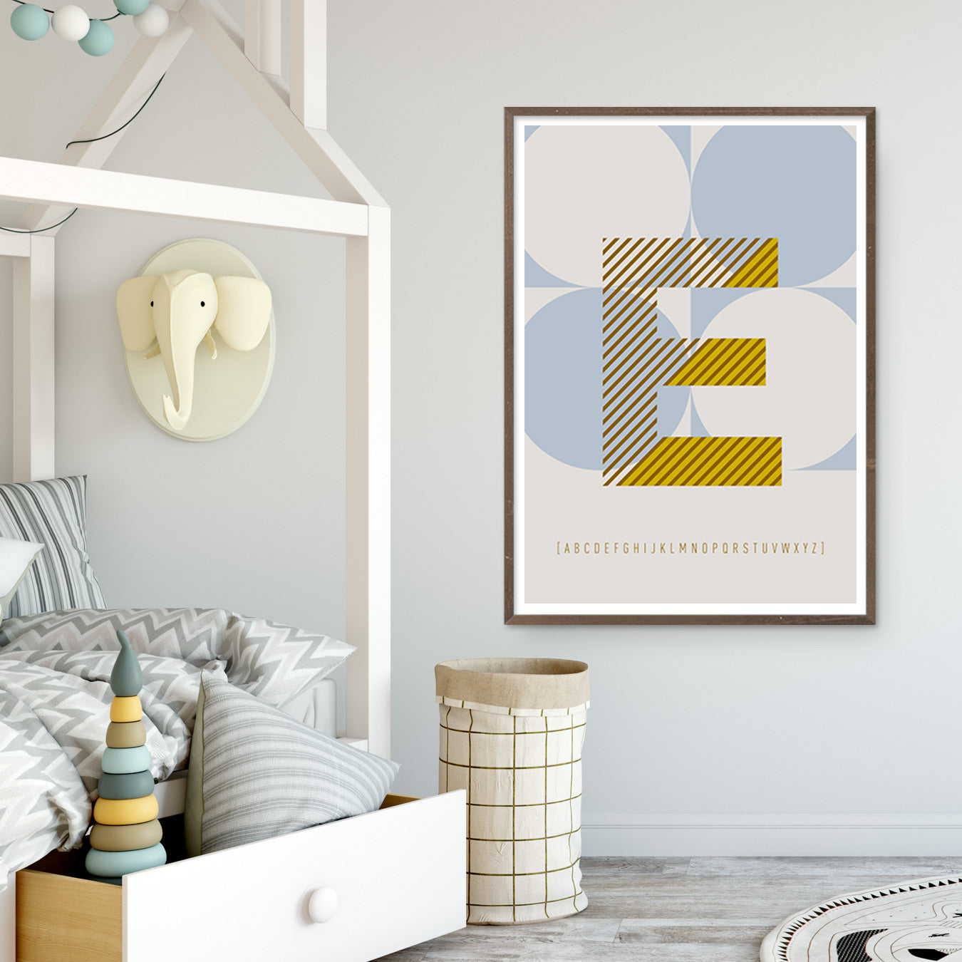 DRUCK ›E-TYPEFACE‹ / ABC, Wandbild, Typo-Poster, Kunstdruck, Alphabet, Typografie