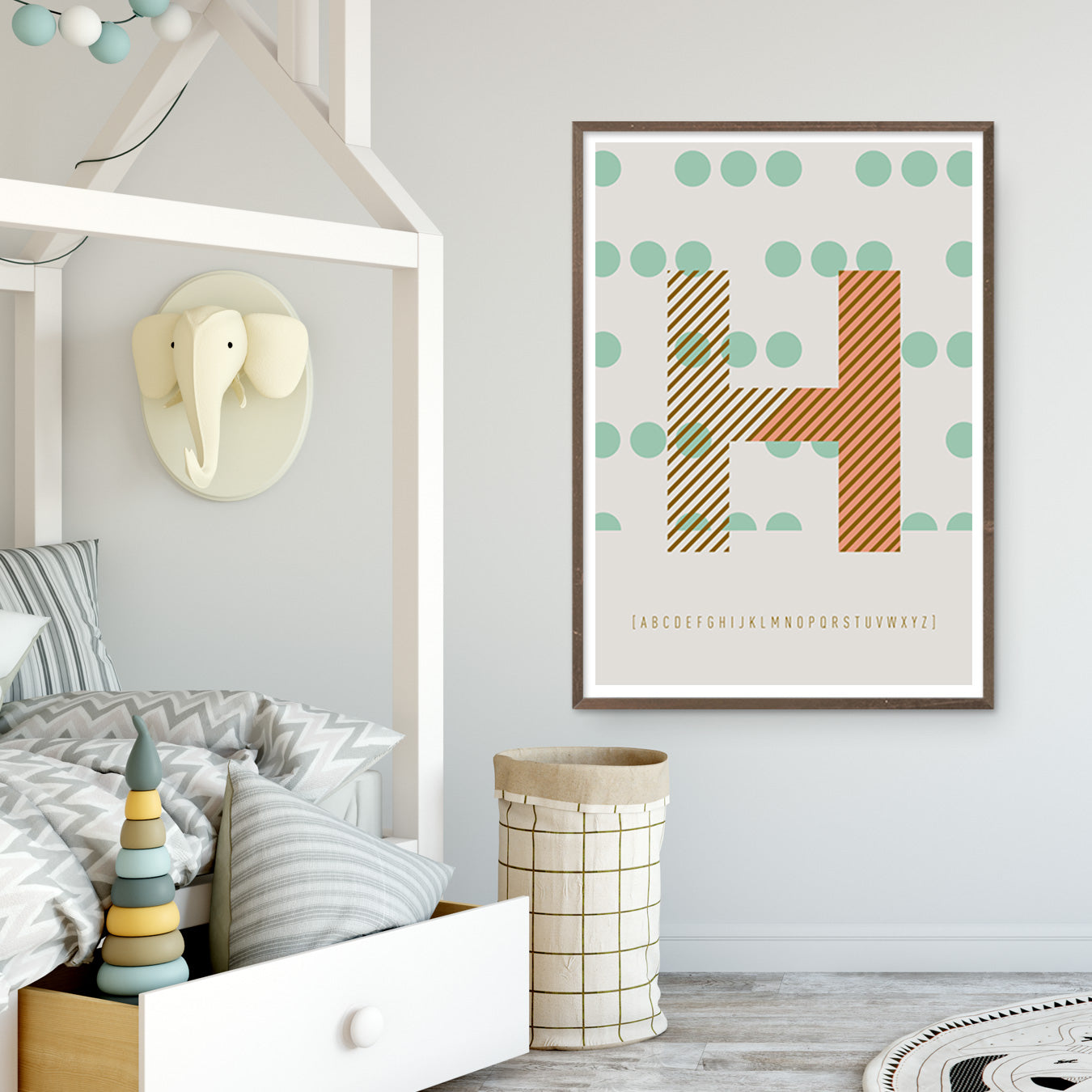 DRUCK ›H-TYPEFACE‹ / ABC, Wandbild, Typo-Poster, Kunstdruck, Alphabet, Typografie