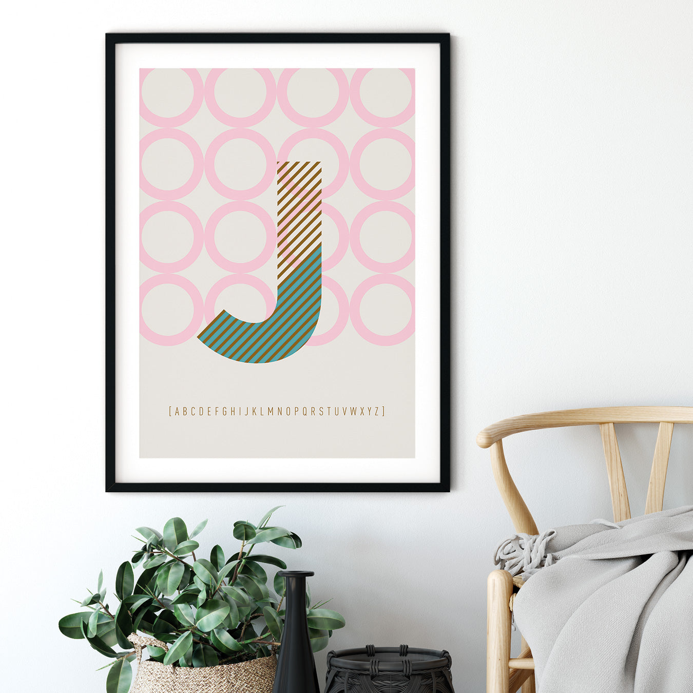 DRUCK ›J-TYPEFACE‹ / ABC, Wandbild, Typo-Poster, Kunstdruck, Alphabet, Typografie