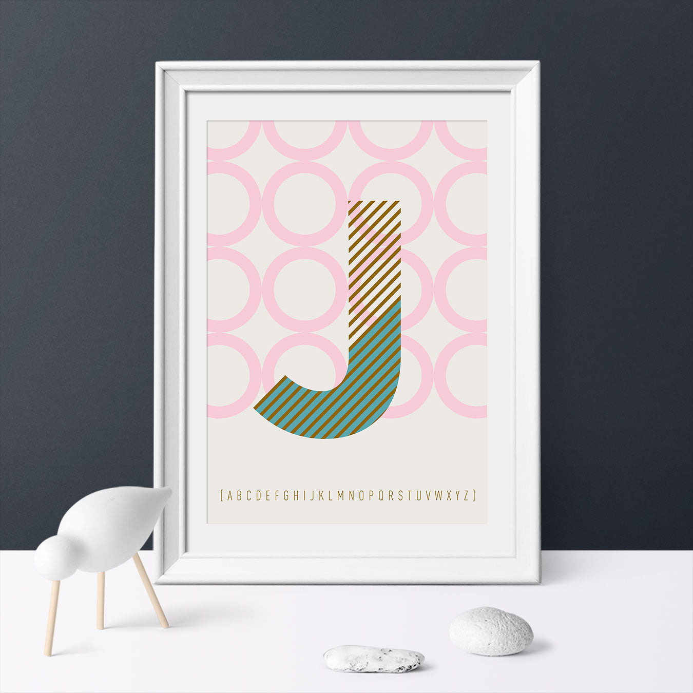 DRUCK ›J-TYPEFACE‹ / ABC, Wandbild, Typo-Poster, Kunstdruck, Alphabet, Typografie