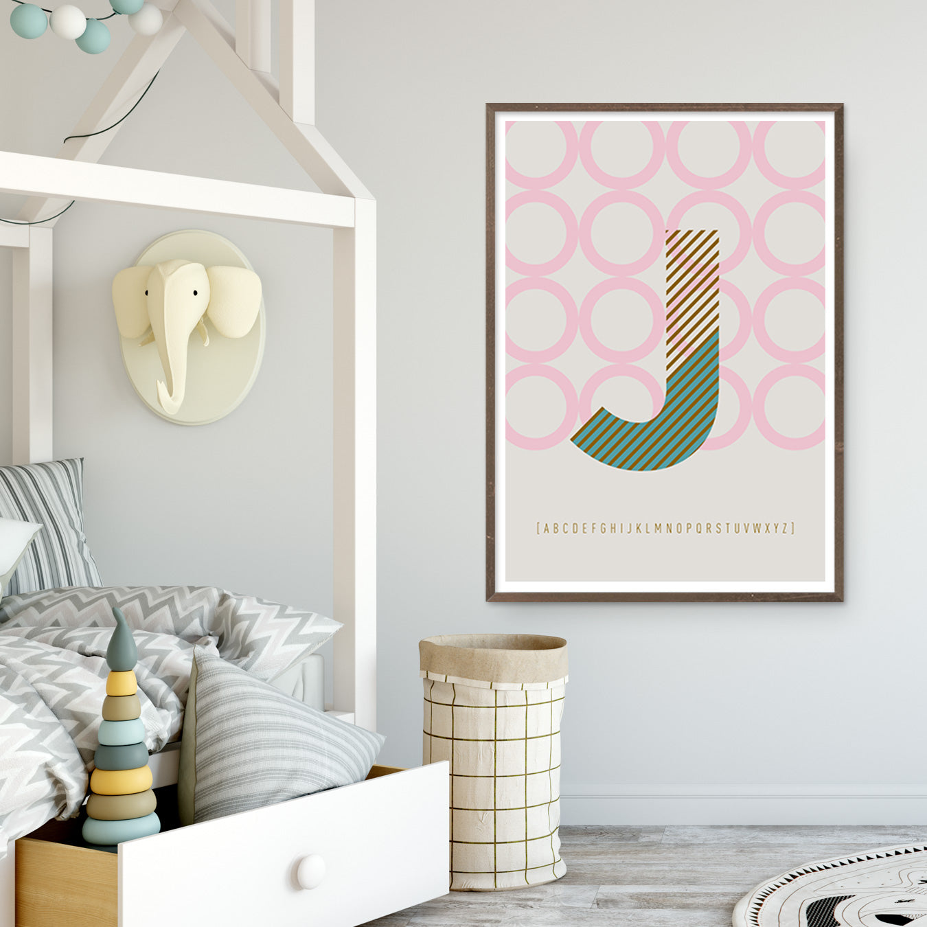 DRUCK ›J-TYPEFACE‹ / ABC, Wandbild, Typo-Poster, Kunstdruck, Alphabet, Typografie