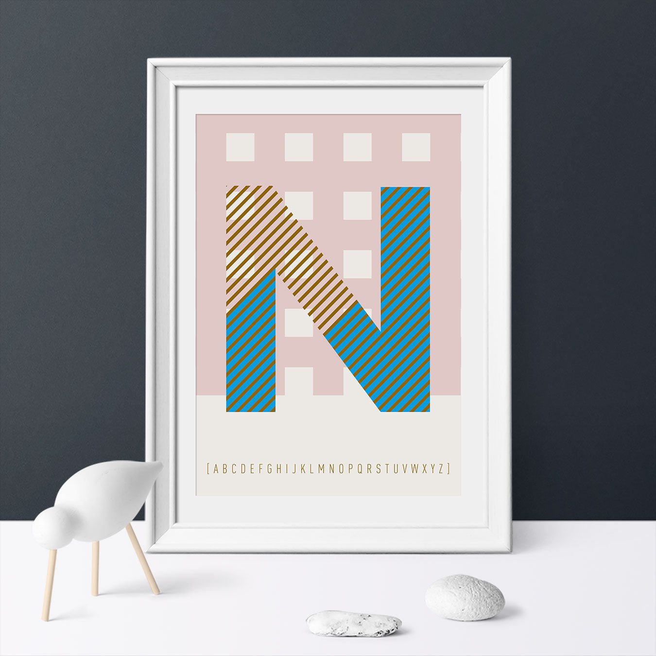 DRUCK ›N-TYPEFACE‹ / ABC, Wandbild, Typo-Poster, Kunstdruck, Alphabet, Typografie