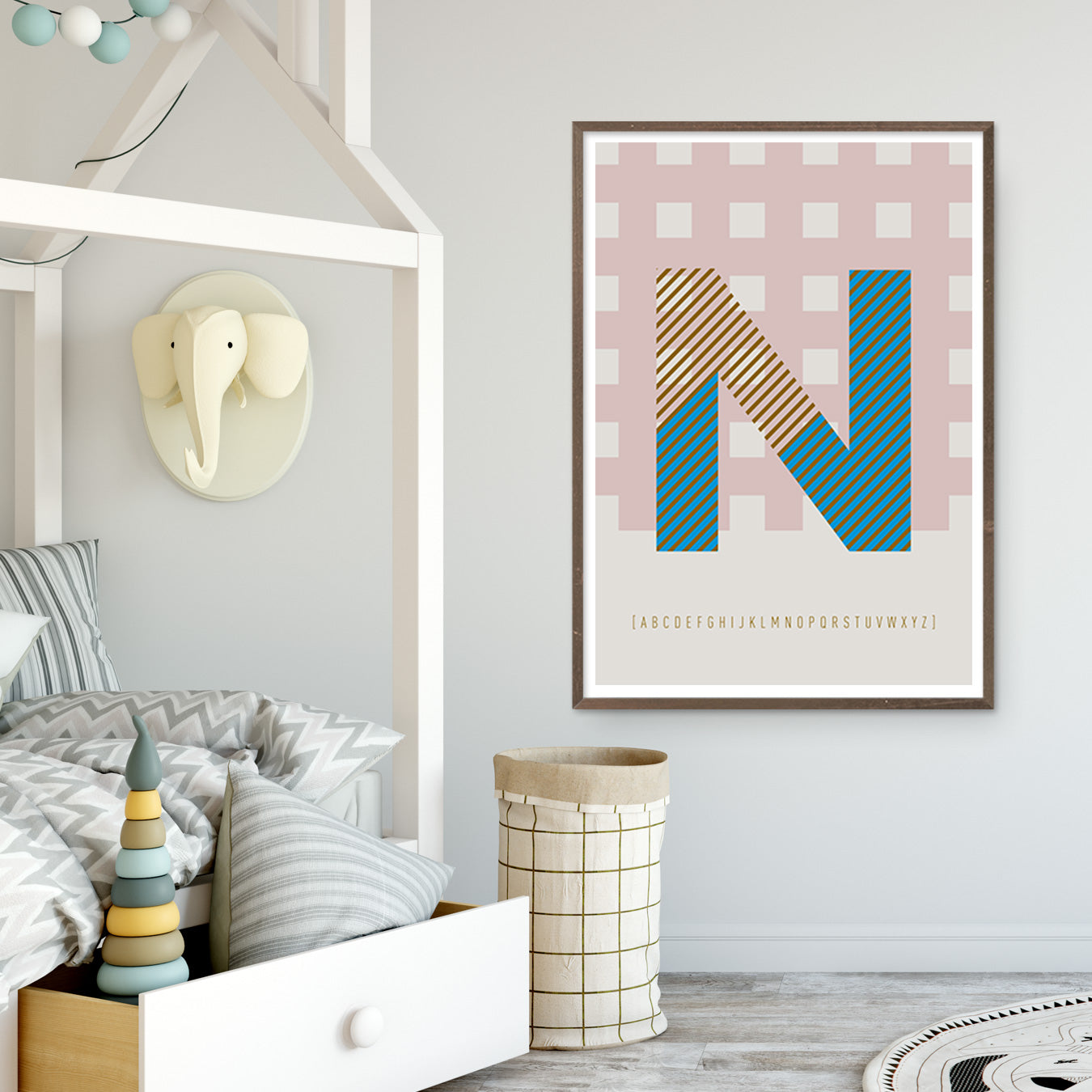 DRUCK ›N-TYPEFACE‹ / ABC, Wandbild, Typo-Poster, Kunstdruck, Alphabet, Typografie