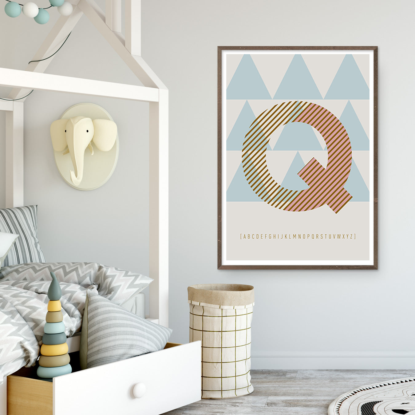 DRUCK ›Q-TYPEFACE‹ / ABC, Wandbild, Typo-Poster, Kunstdruck, Alphabet, Typografie