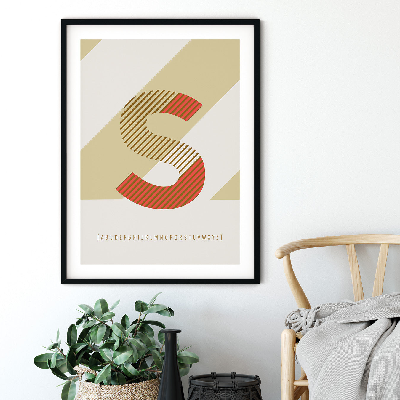 DRUCK ›S-TYPEFACE‹ / ABC, Wandbild, Typo-Poster, Kunstdruck, Alphabet, Typografie