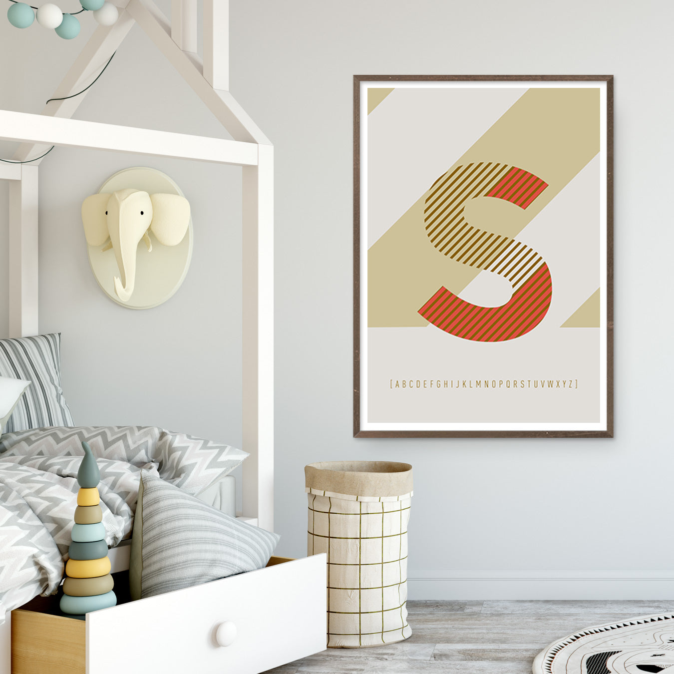 DRUCK ›S-TYPEFACE‹ / ABC, Wandbild, Typo-Poster, Kunstdruck, Alphabet, Typografie