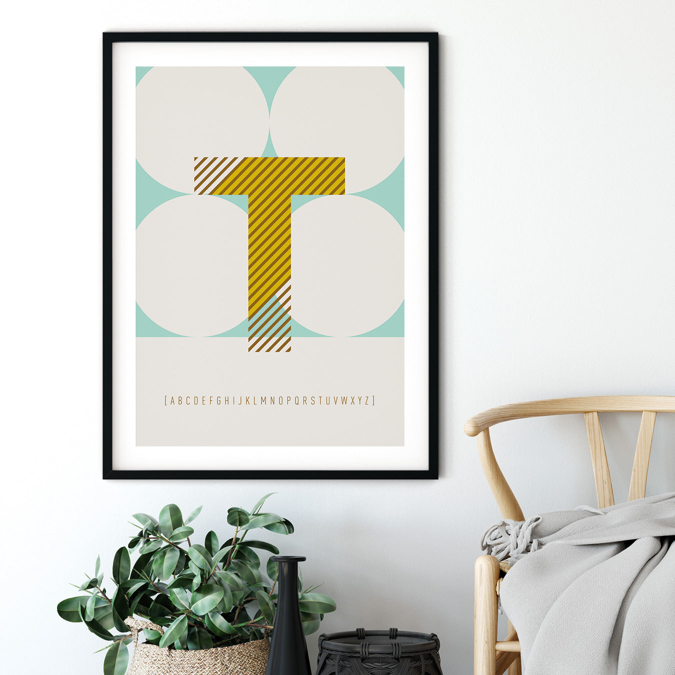 DRUCK ›T-TYPEFACE‹ / ABC, Wandbild, Typo-Poster, Kunstdruck, Alphabet, Typografie