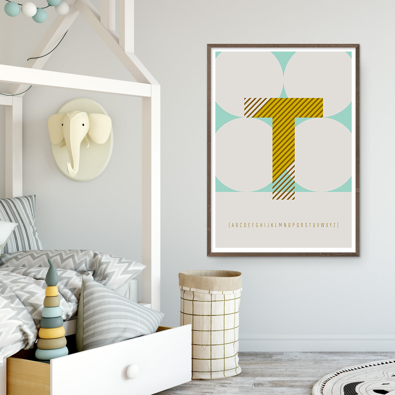 DRUCK ›T-TYPEFACE‹ / ABC, Wandbild, Typo-Poster, Kunstdruck, Alphabet, Typografie