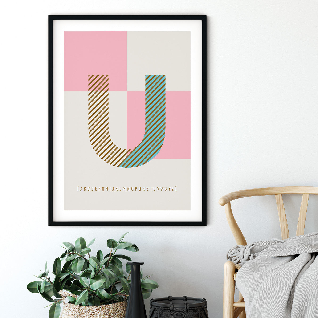 DRUCK ›U-TYPEFACE‹ / ABC, Wandbild, Typo-Poster, Kunstdruck, Alphabet, Typografie