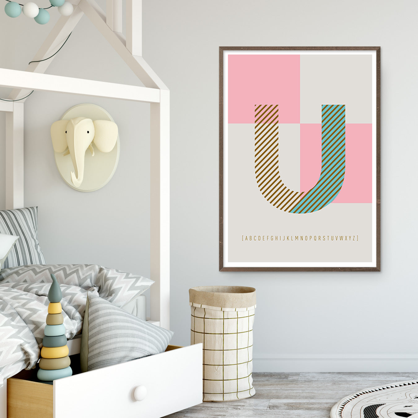 DRUCK ›U-TYPEFACE‹ / ABC, Wandbild, Typo-Poster, Kunstdruck, Alphabet, Typografie