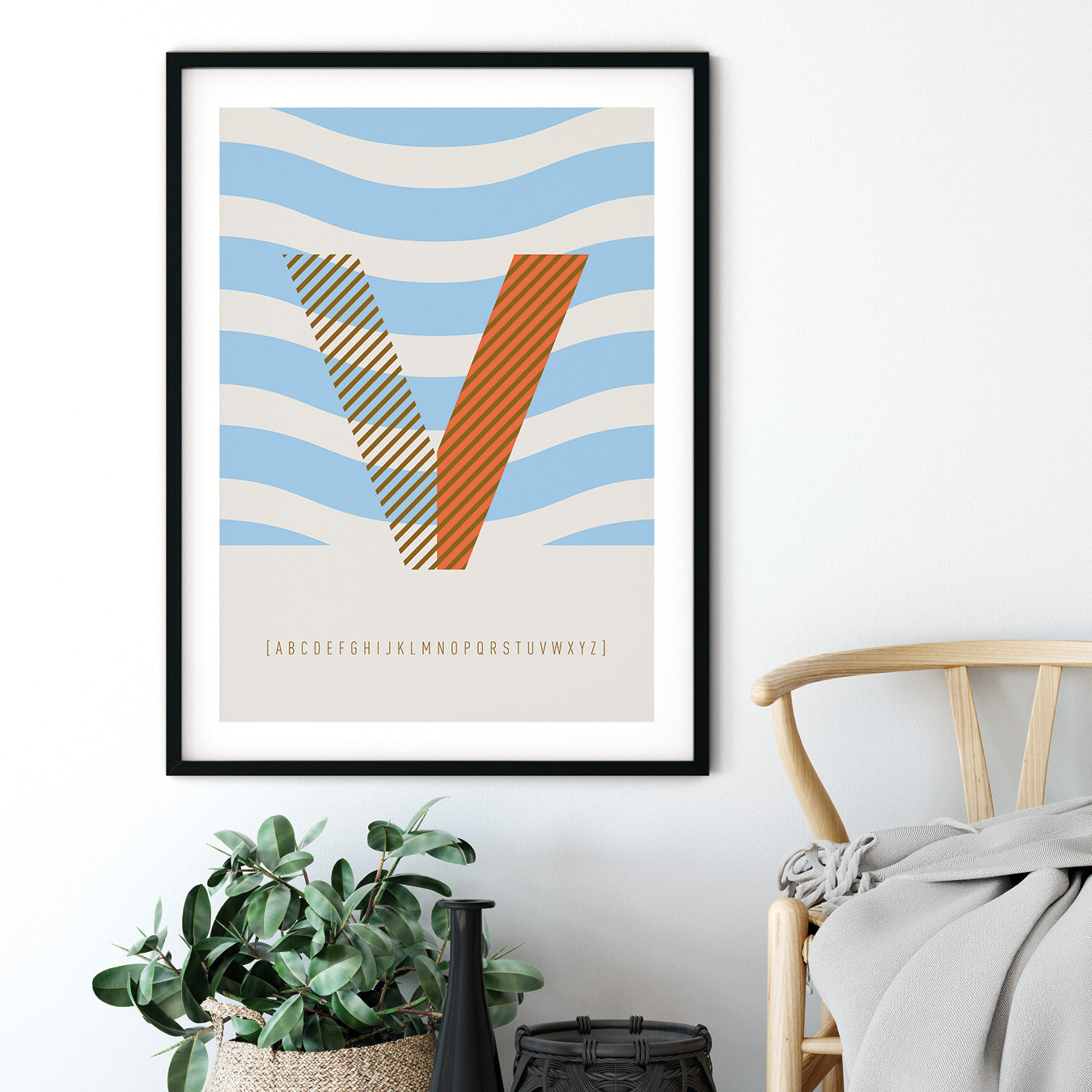 DRUCK ›V-TYPEFACE‹ / ABC, Wandbild, Typo-Poster, Kunstdruck, Alphabet, Typografie