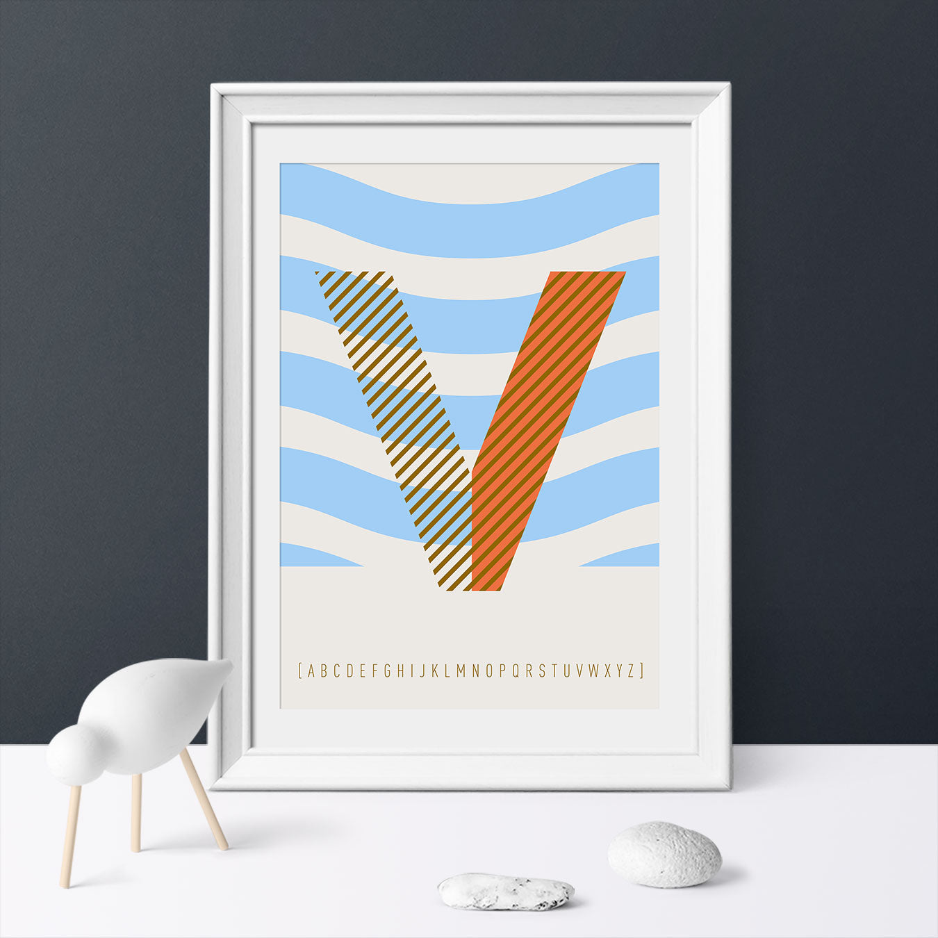 DRUCK ›V-TYPEFACE‹ / ABC, Wandbild, Typo-Poster, Kunstdruck, Alphabet, Typografie
