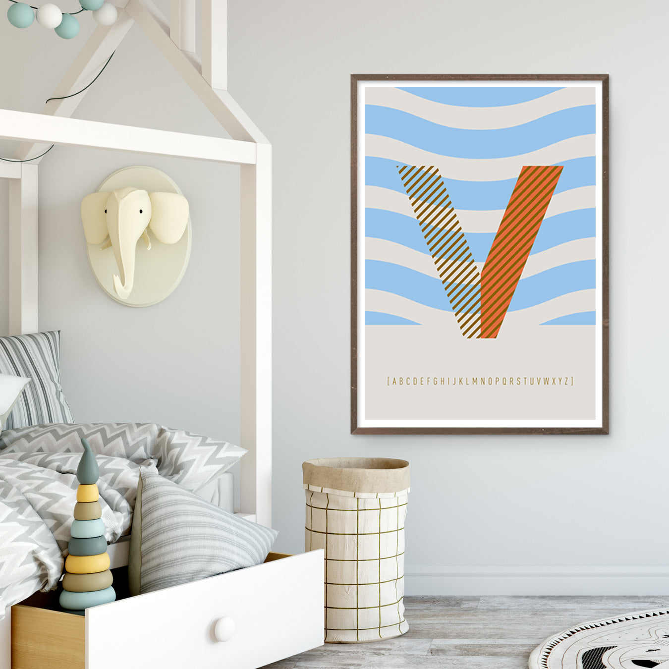 DRUCK ›V-TYPEFACE‹ / ABC, Wandbild, Typo-Poster, Kunstdruck, Alphabet, Typografie