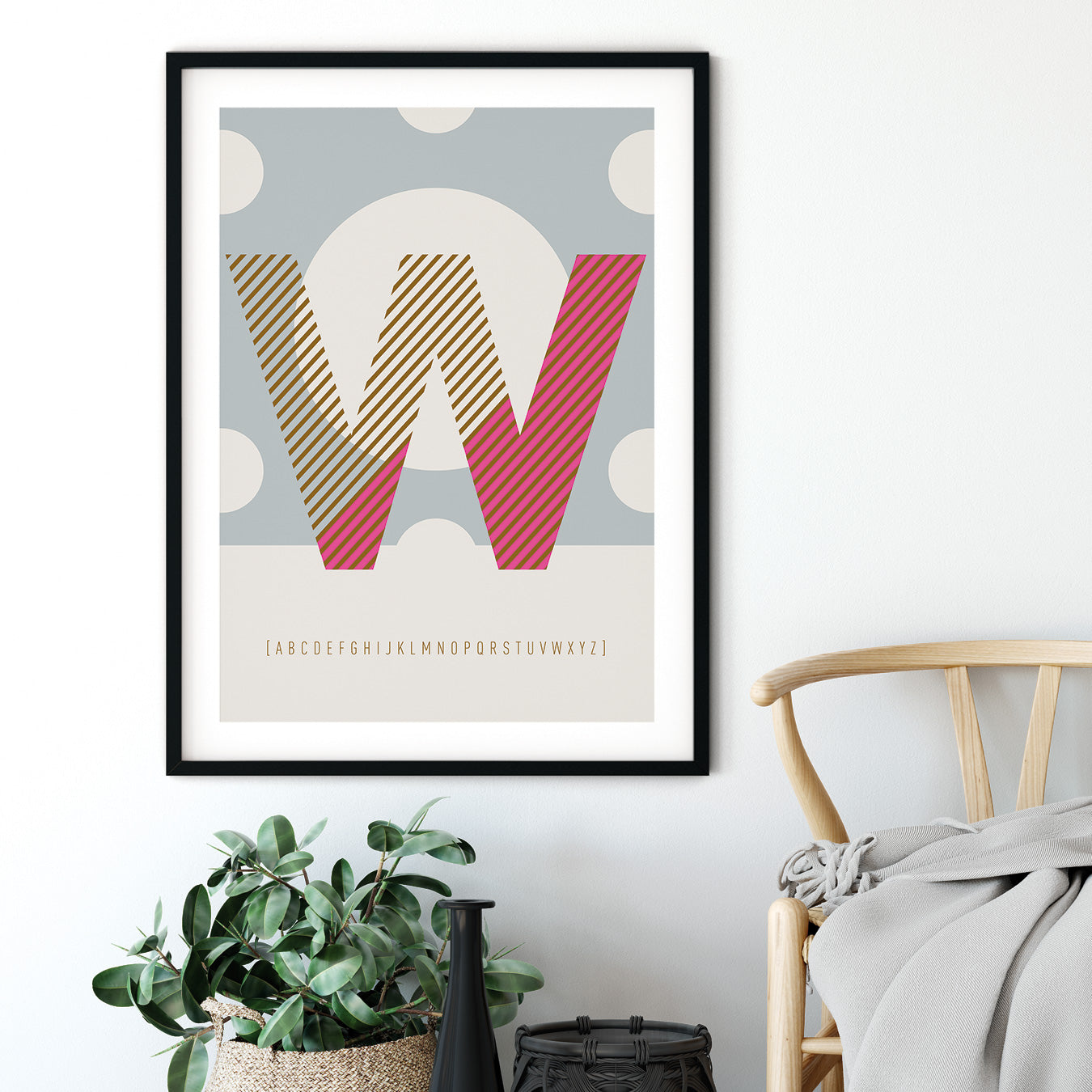 DRUCK ›W-TYPEFACE‹ / ABC, Wandbild, Typo-Poster, Kunstdruck, Alphabet, Typografie