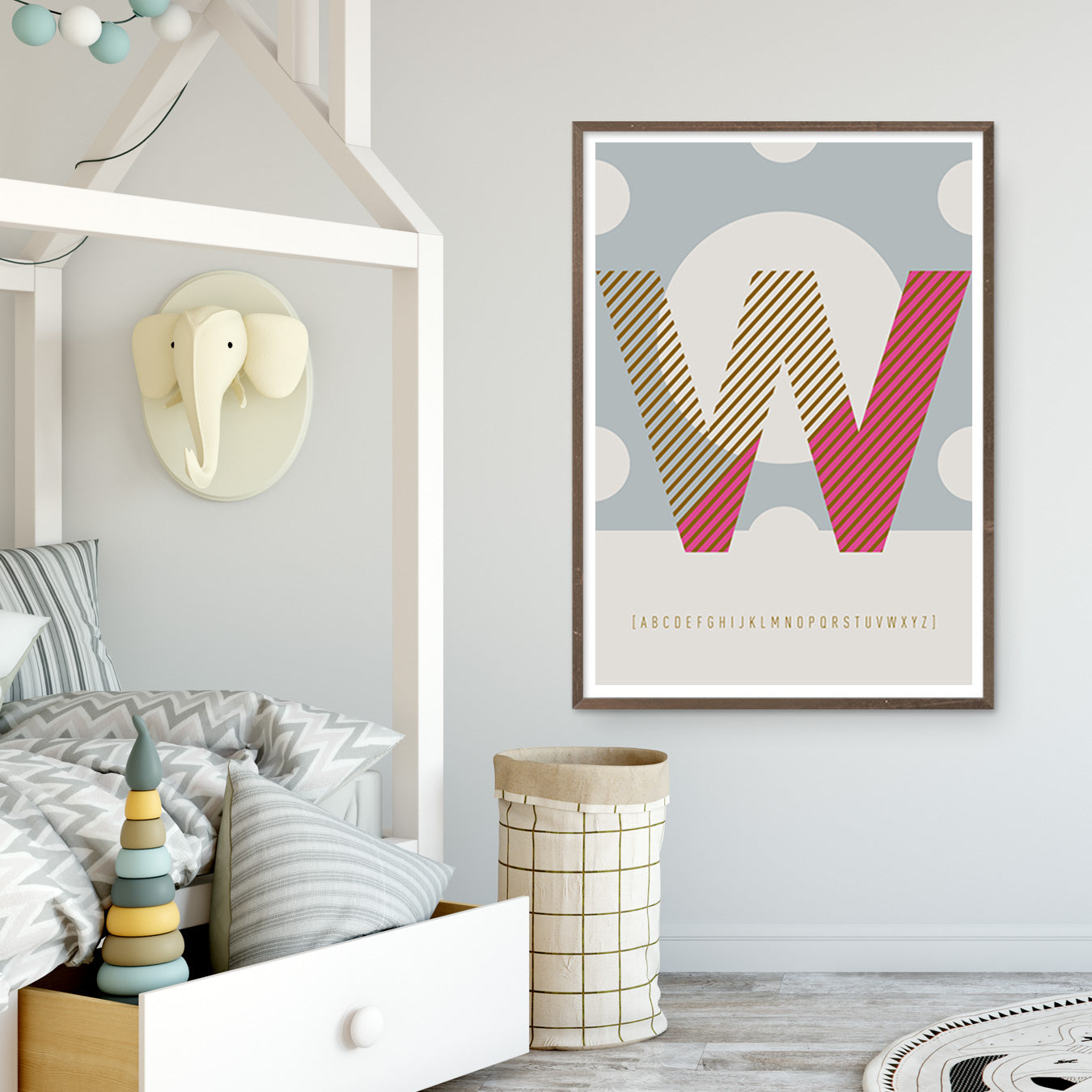 DRUCK ›W-TYPEFACE‹ / ABC, Wandbild, Typo-Poster, Kunstdruck, Alphabet, Typografie