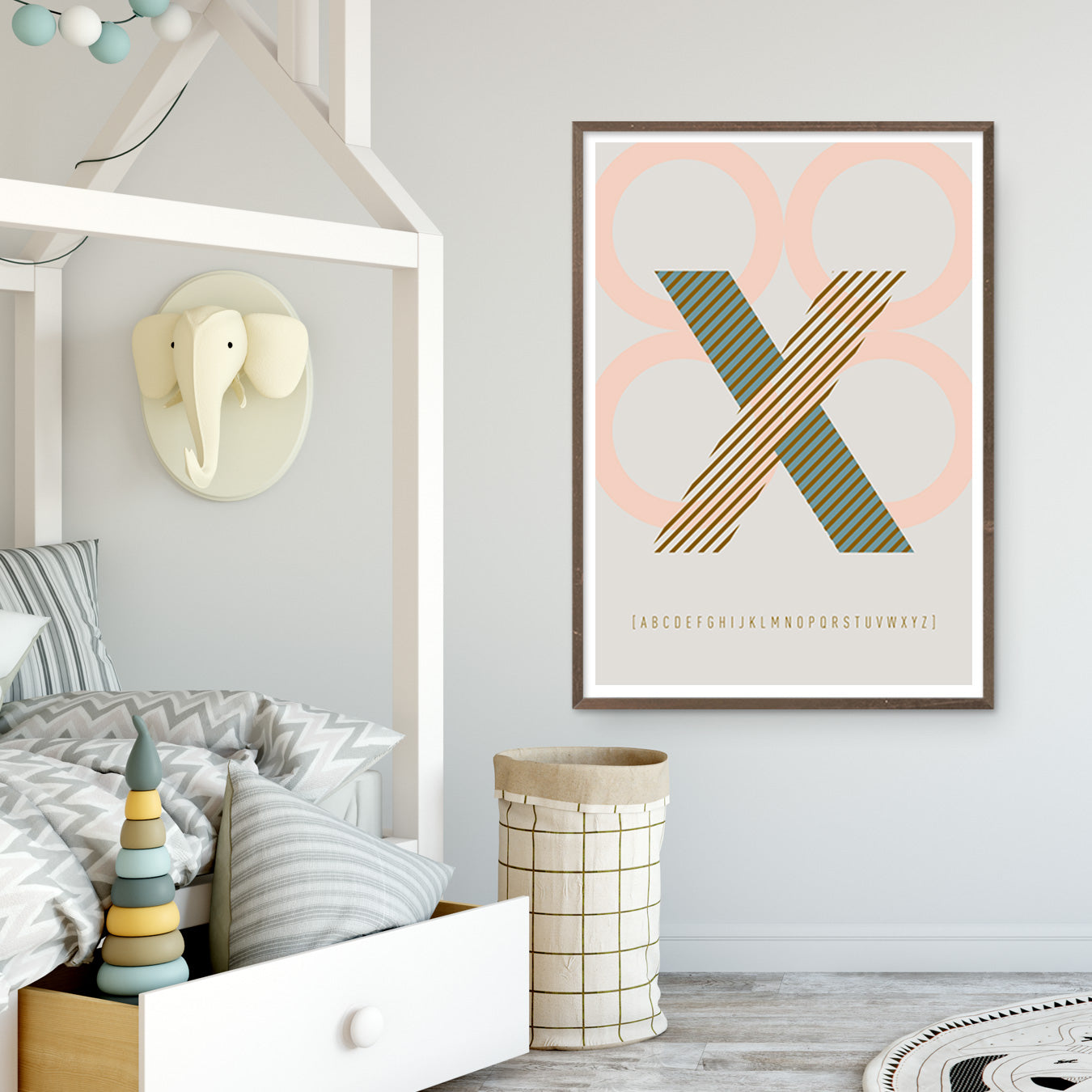 DRUCK ›X-TYPEFACE‹ / ABC, Wandbild, Typo-Poster, Kunstdruck, Alphabet, Typografie