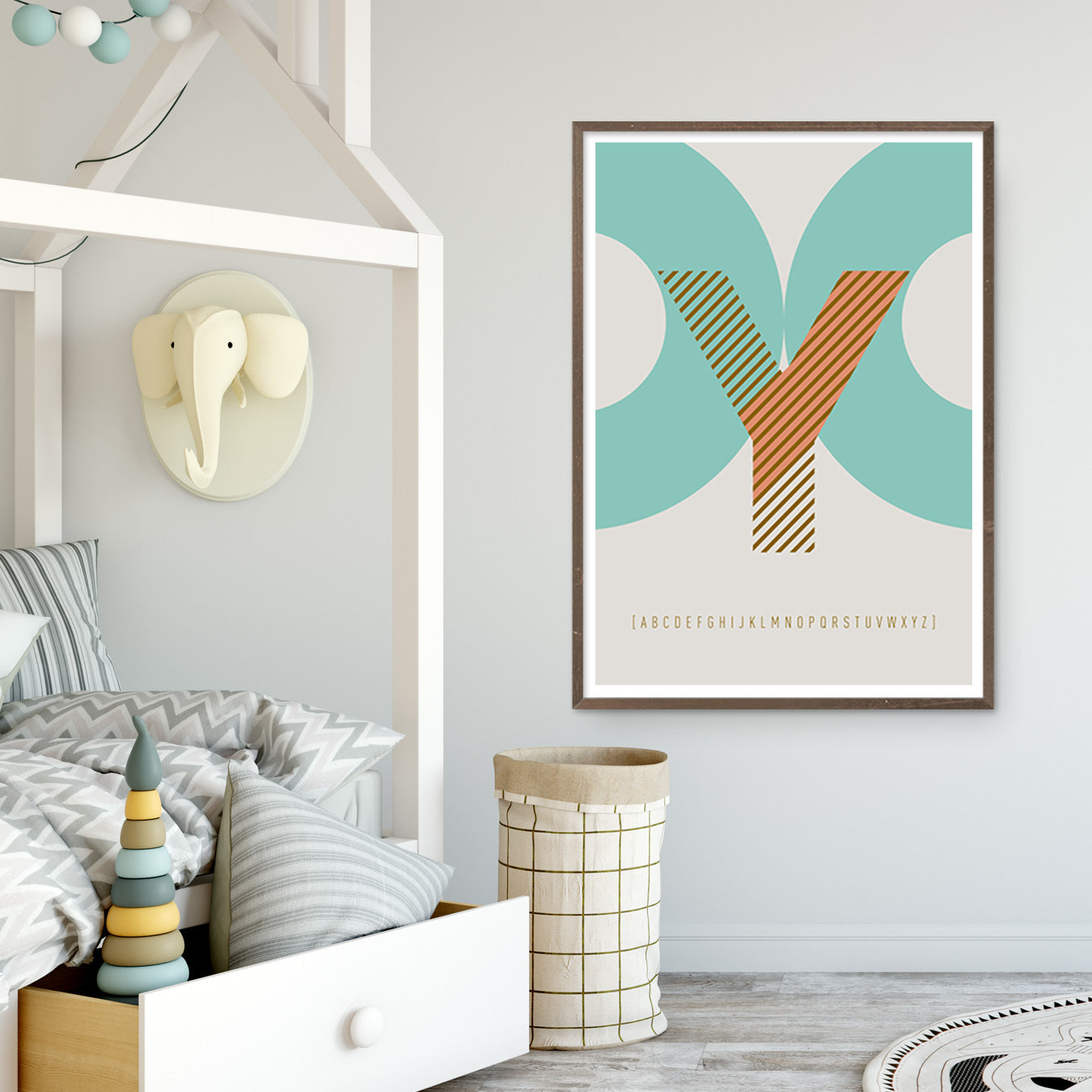 DRUCK ›Y-TYPEFACE‹ / ABC, Wandbild, Typo-Poster, Kunstdruck, Alphabet, Typografie