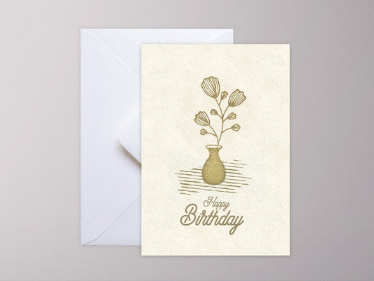 Geburtstagskarte ›HAPPY BIRTHDAY – Blumenvase‹, Geburtstag, Jubiläum, Mama, Karte, Grusskarte, Briefumschlag, Geschenk, Botschaft