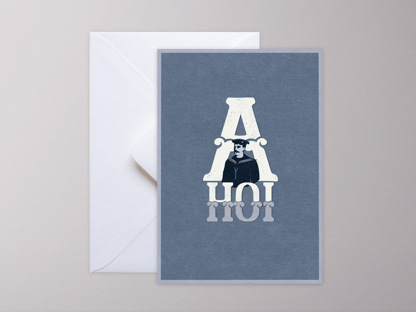 Klappkarte ›AHOI – Matrose‹, Typo, Vintage, Karte, Grusskarte, Briefumschlag, Geschenk, Gruß, Freudschaft