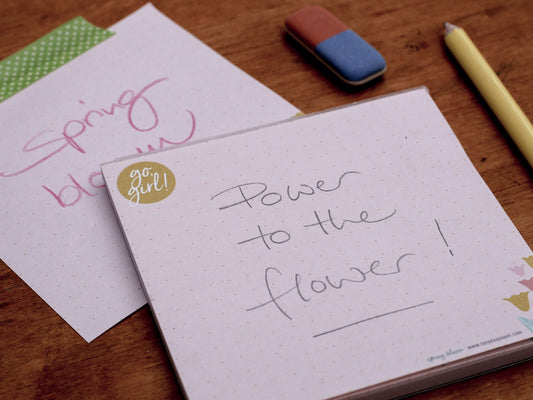 kleiner Notizblock ›Frühling‹, Blumen, floral, Frühling, Tulpen, Geschenk, Mitbringsel